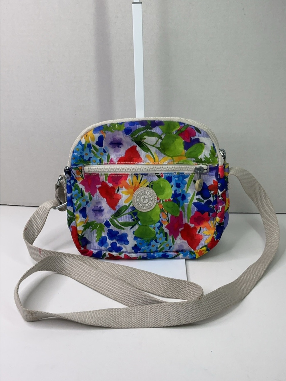 Floral Crossbody Bag with Beige Strap - Kipling